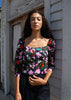 (fw) meli linen corset long sleeve, floral