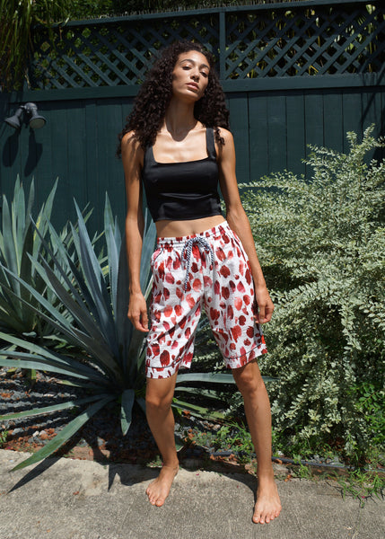 (fw) athena board shorts, dotted red